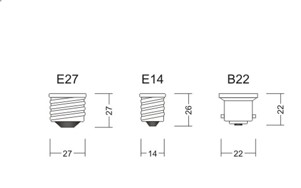 Размеры резьбовых цоколей